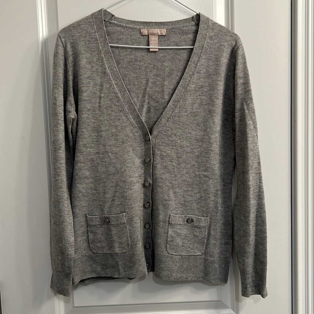 Banana Republic Gray Wool-blend v-neck cardigan L